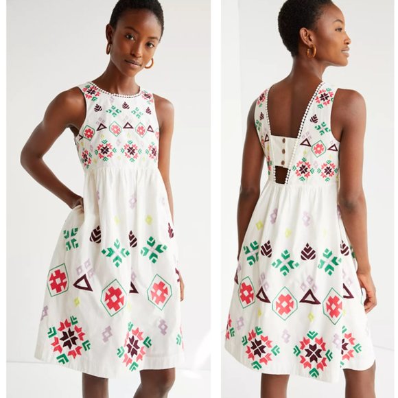 Anthropologie Dresses & Skirts - Anthropologie Dolly Embroidered Mini Dress - White - Small